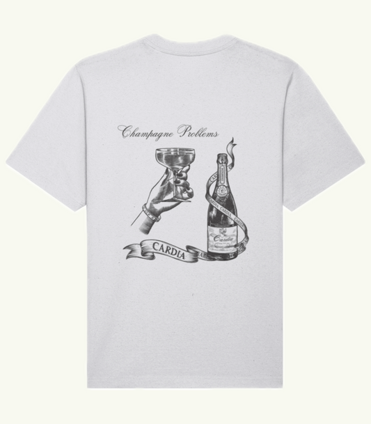 White Oversized Champagne Problems Tee