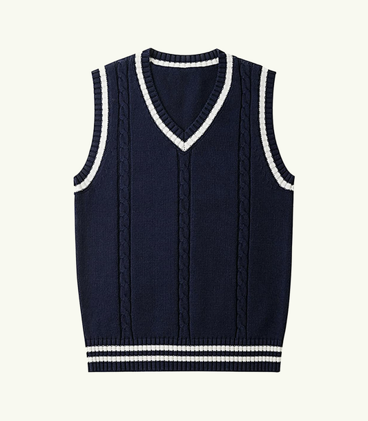 French Navy Luxury Sleeveless Sweater